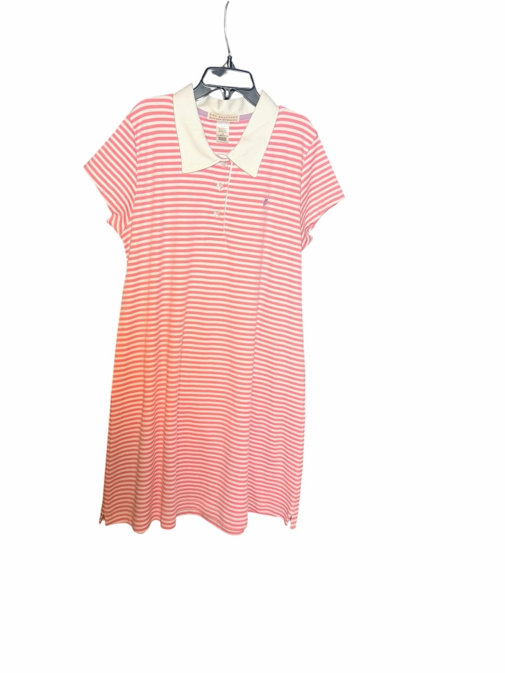 The Beaufort Bonnet Company Pink and White Striped Polo Midi Dress